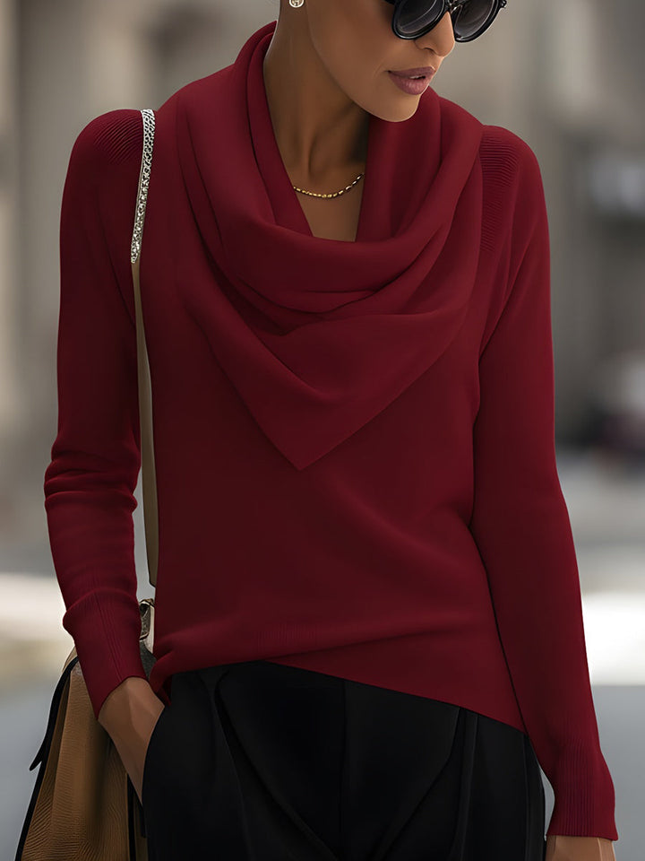 Ella™ | Draped Cowl Neck Long-Sleeve Top