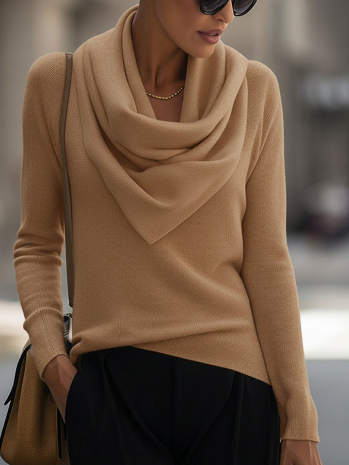 Ella™ | Draped Cowl Neck Long-Sleeve Top