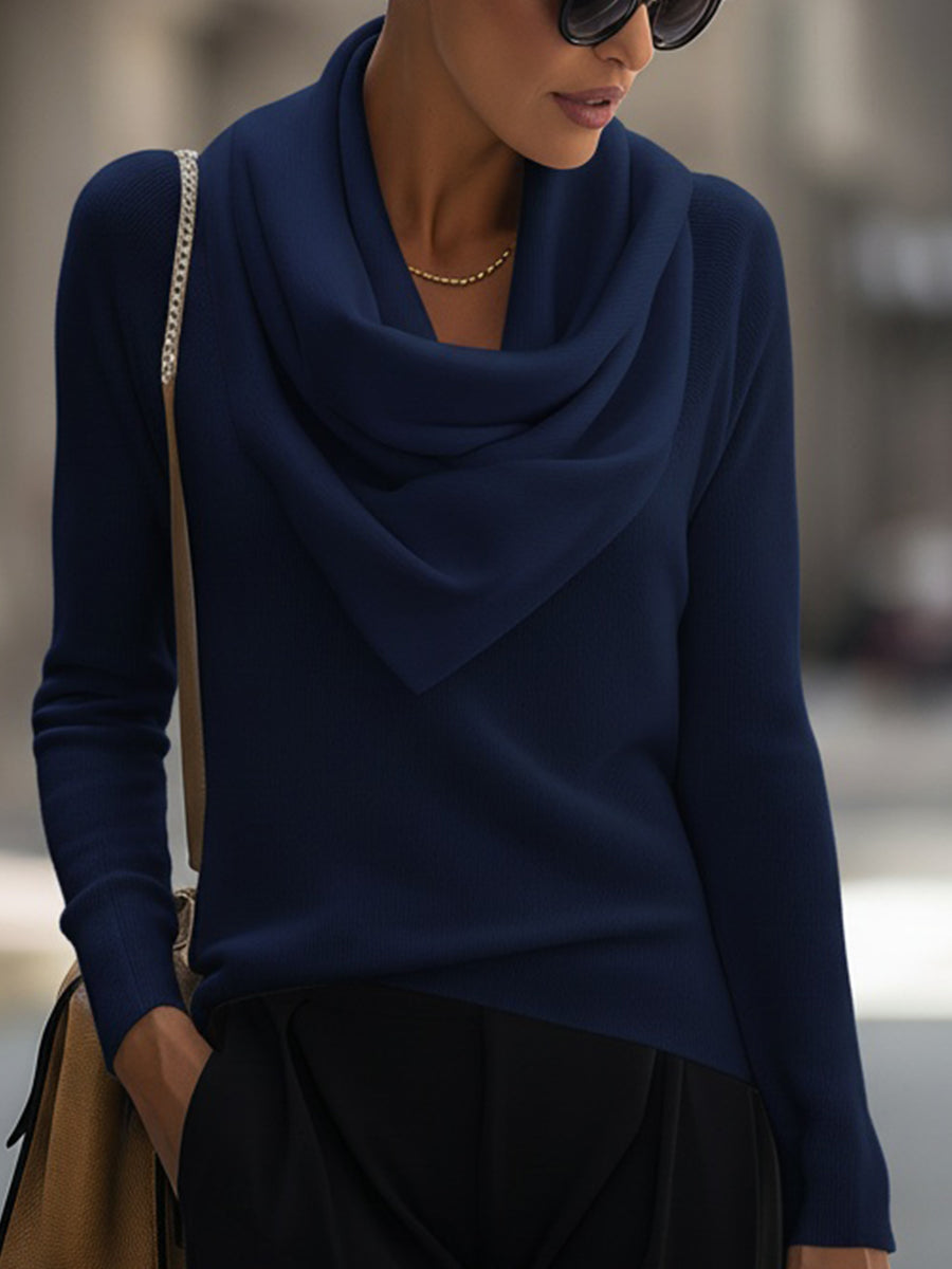 Ella™ | Draped Cowl Neck Long-Sleeve Top