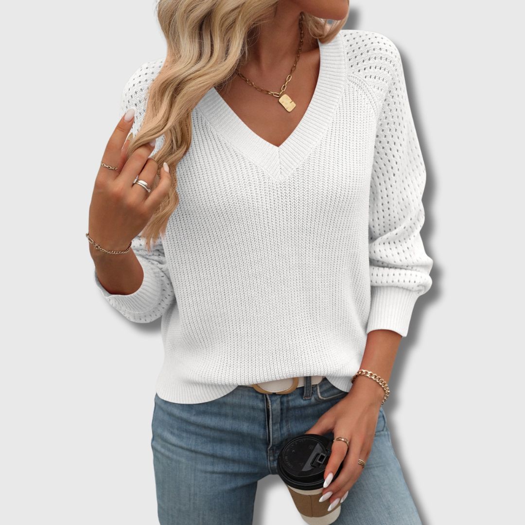 Jade™ | Elegant V-Neck Sweater