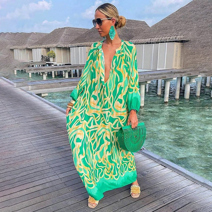 Hope | Women's Flowy Loose Fit Abstract Print Draped Beach Cover Up