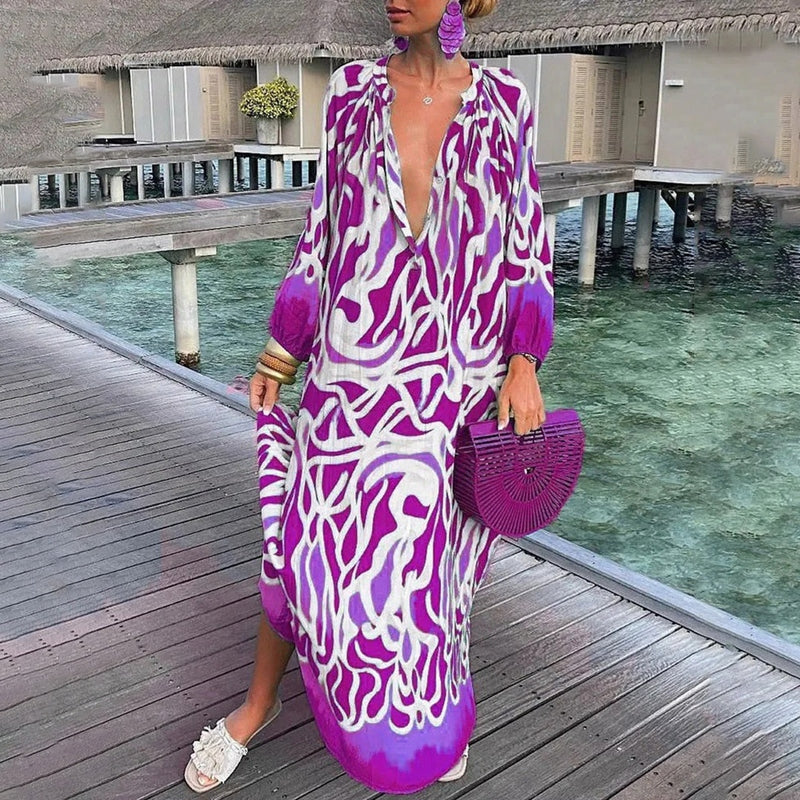 Hope | Women's Flowy Loose Fit Abstract Print Draped Beach Cover Up