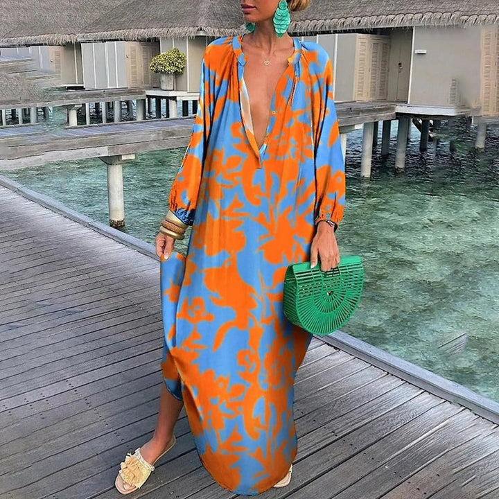 Hope | Women's Flowy Loose Fit Abstract Print Draped Beach Cover Up