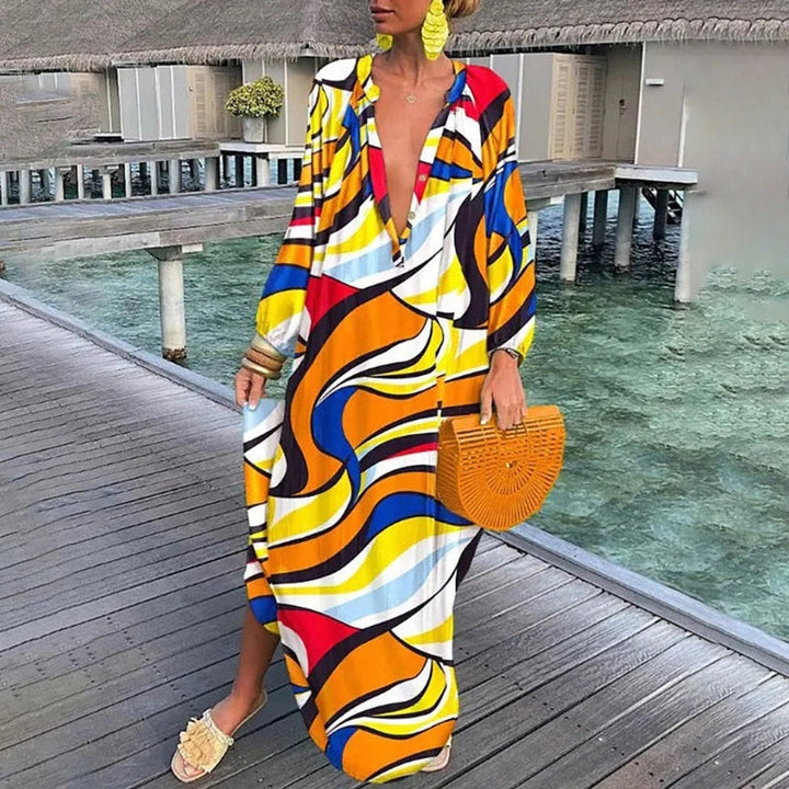 Hope | Women's Flowy Loose Fit Abstract Print Draped Beach Cover Up