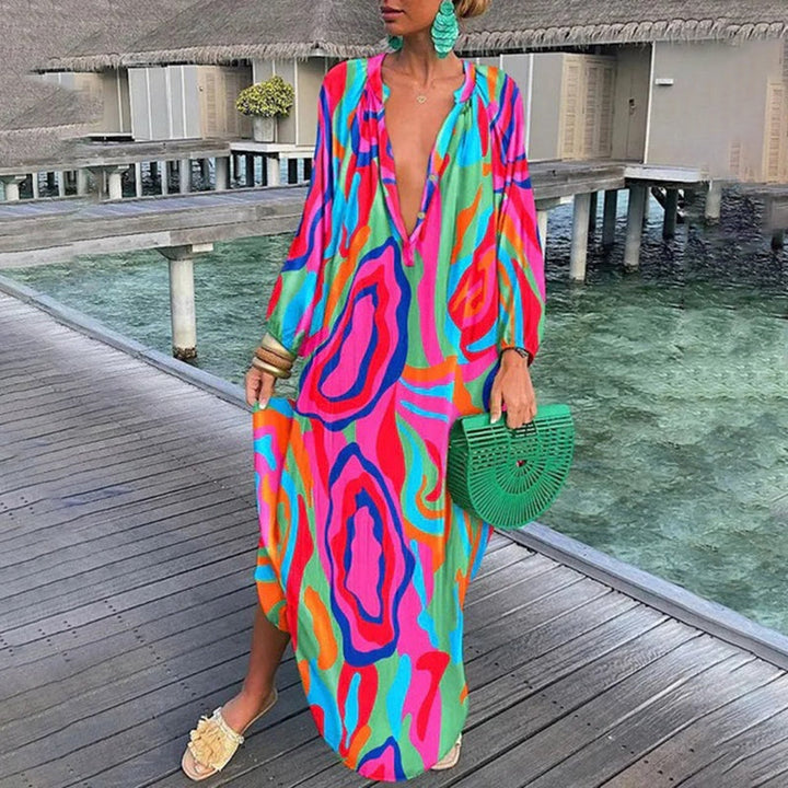 Hope | Women's Flowy Loose Fit Abstract Print Draped Beach Cover Up