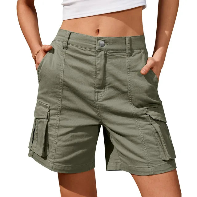 Kestrel | Women's High Waist Relaxed Fit Cargo Shorts - Grey - Image 8
