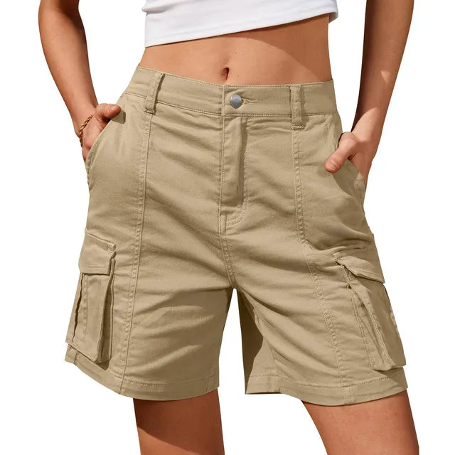 Kestrel | Women's High Waist Relaxed Fit Cargo Shorts - Grey - Image 9