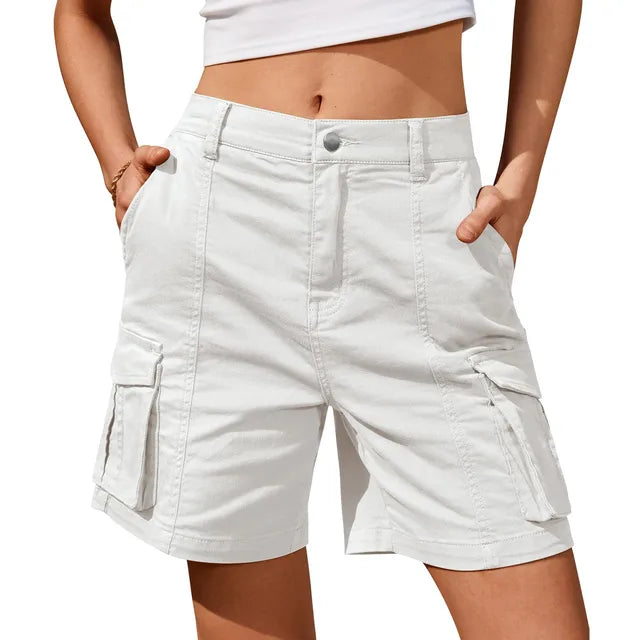 Kestrel | Women's High Waist Relaxed Fit Cargo Shorts - Grey - Image 10