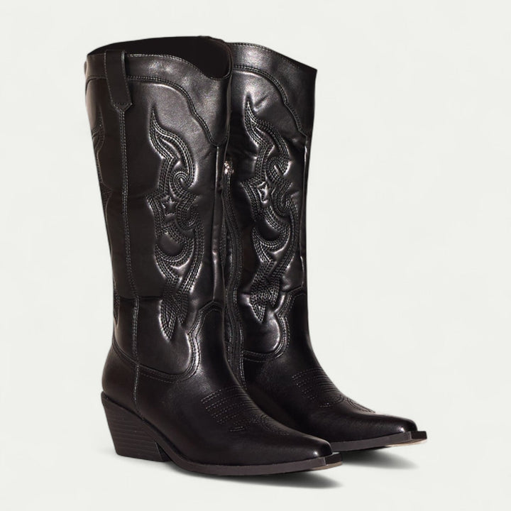 Mella™ | Western Calf High Pointed Toe Boots for Women