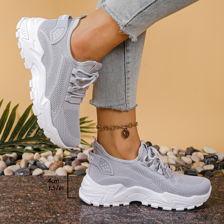 Nova | Women's Chunky Sole Mesh Lace-Up Walking Sneakers
