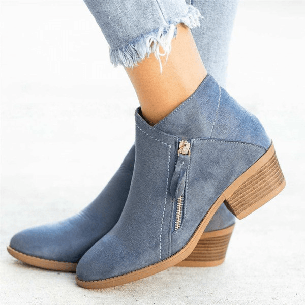 Mona™ | Women’s Ankle Boots – Side-Zip Design with Low Heel