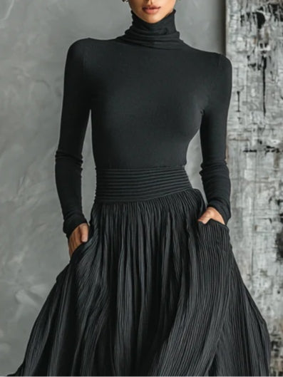 Lucy™ | Turtleneck & Pleated Skirt Set
