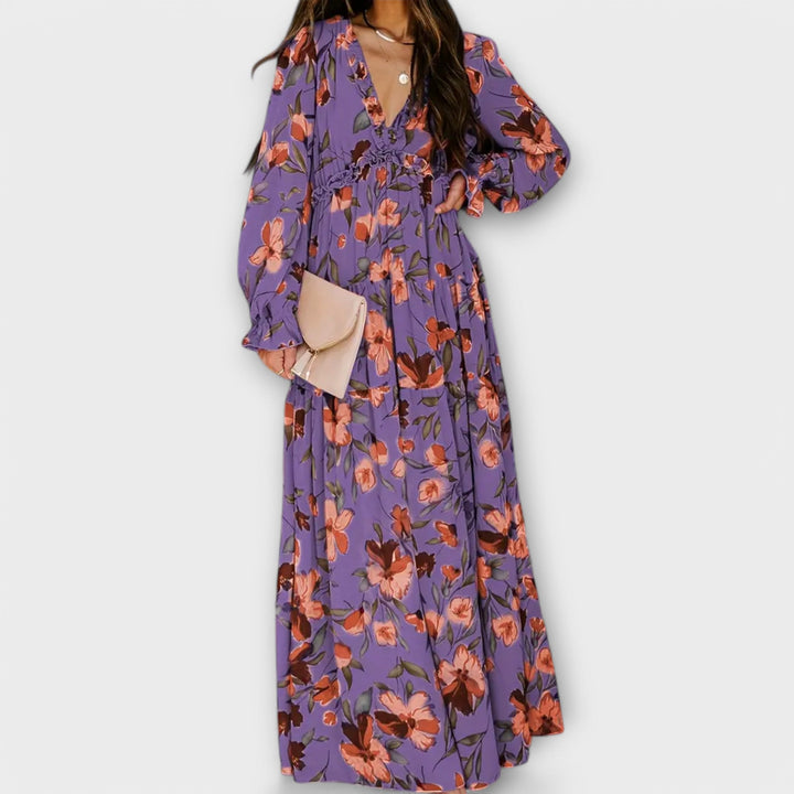 Wilma™ | Floral V-Neck Maxi Dress