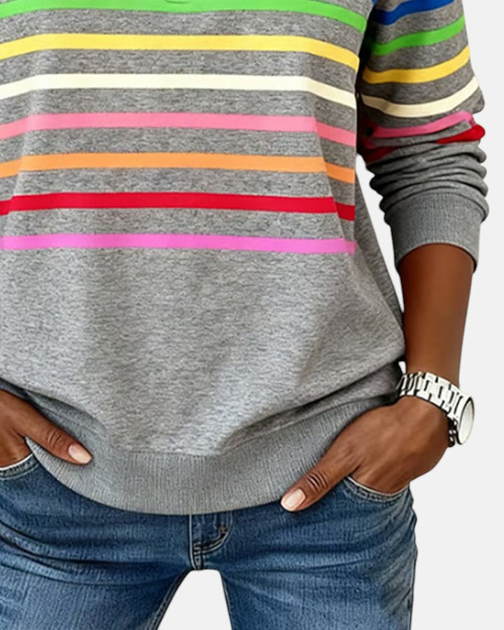Iris™ | Rainbow Striped Zip Sweatshirt