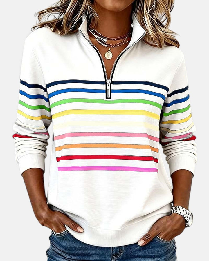 Iris™ | Rainbow Striped Zip Sweatshirt