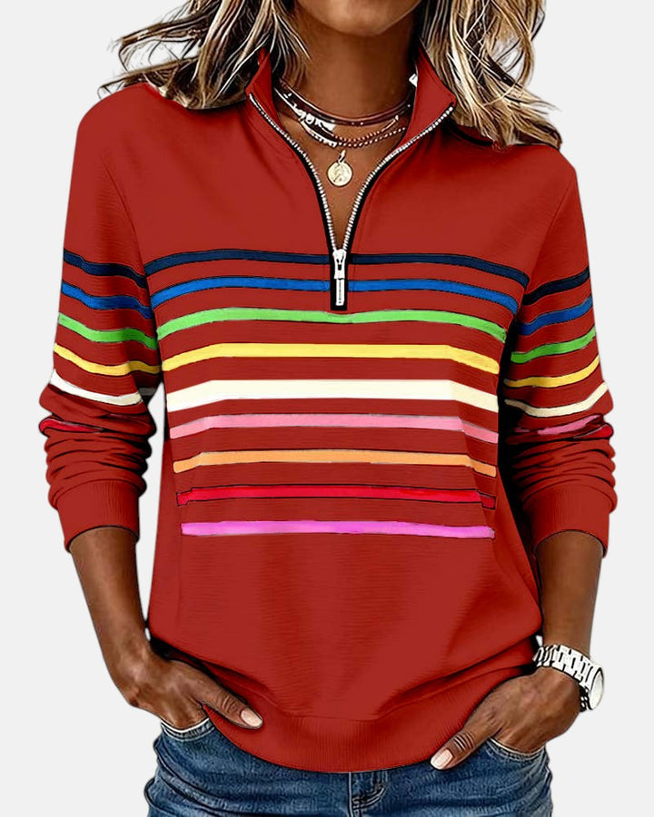 Iris™ | Rainbow Striped Zip Sweatshirt