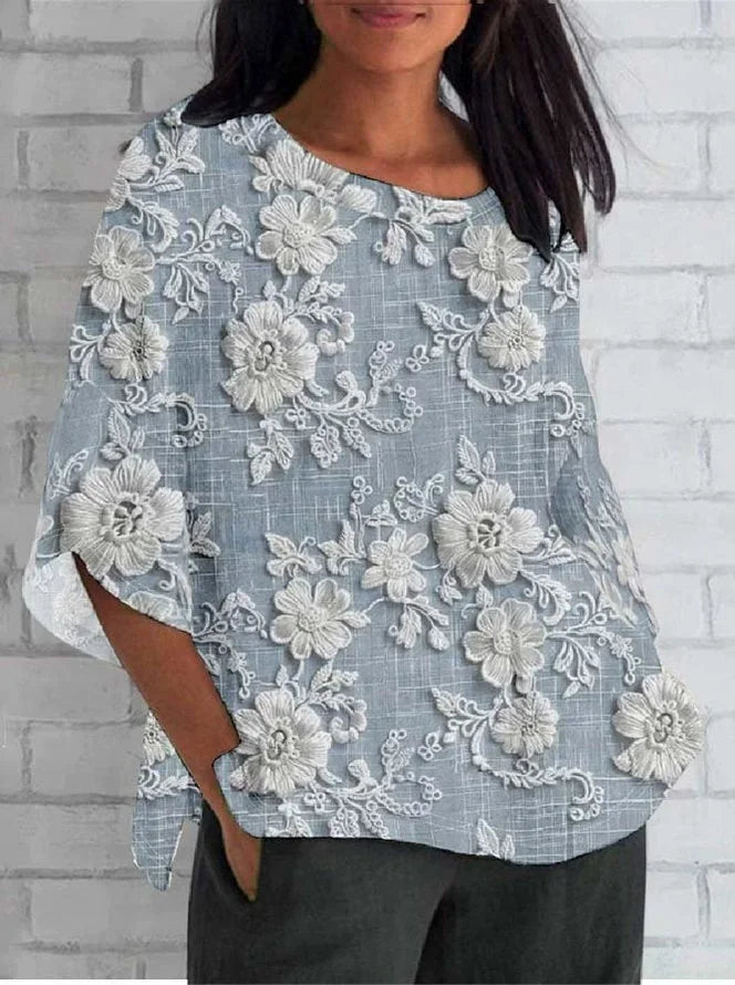 Diana™ | Vintage Floral Relaxed Blouse