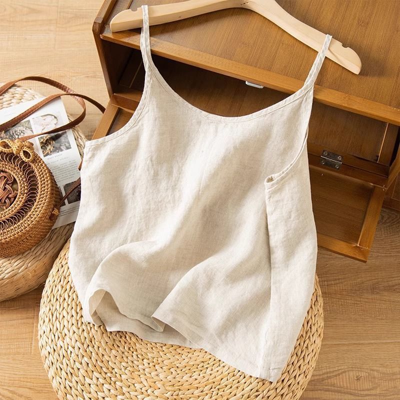 Adaeze | Women's Spaghetti Strap Camisole Tank Top - Beige - Image 2