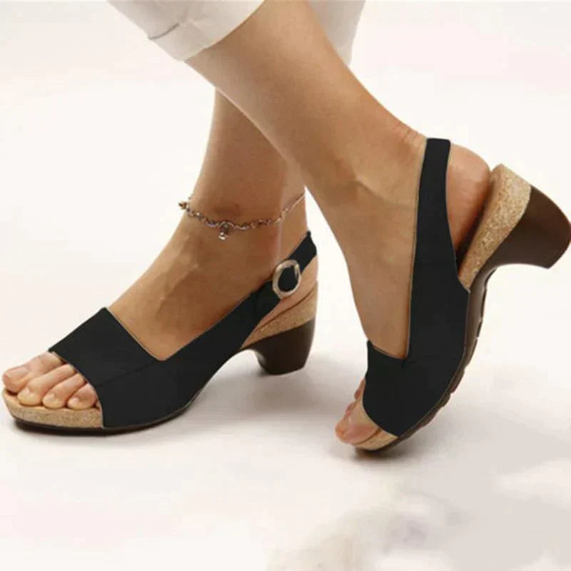 Adrianna | Women's Block Heel Slingback Sandals - Grey - Image 2