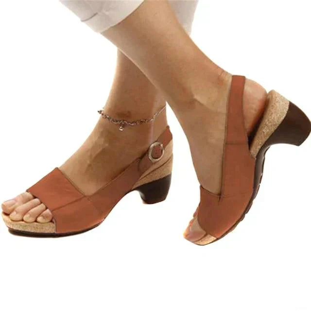 Adrianna | Women's Block Heel Slingback Sandals - Grey - Image 3