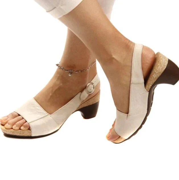 Adrianna | Women's Block Heel Slingback Sandals - Grey - Image 4