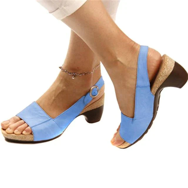 Adrianna | Women's Block Heel Slingback Sandals - Grey - Image 6