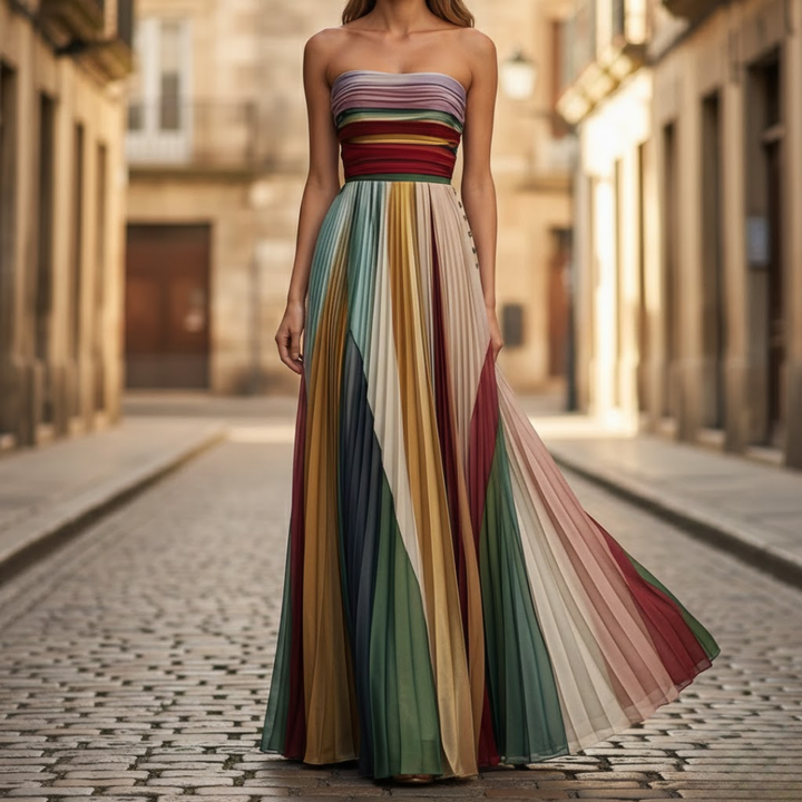 Adrienne | Women's Strapless Pleated Maxi Dress - Image 1