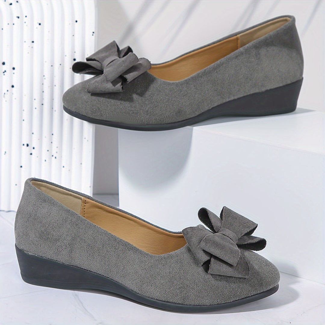 Bella | Women's Bow Detail Round Toe Ballet Flats Slip-On