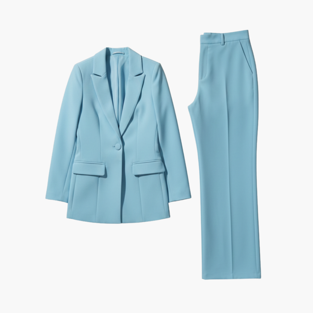 Allegra | Women's Business Casual Blazer Suit Set - Light Blue - Image 1