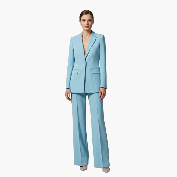 Allegra | Women's Business Casual Blazer Suit Set - Light Blue - Image 2