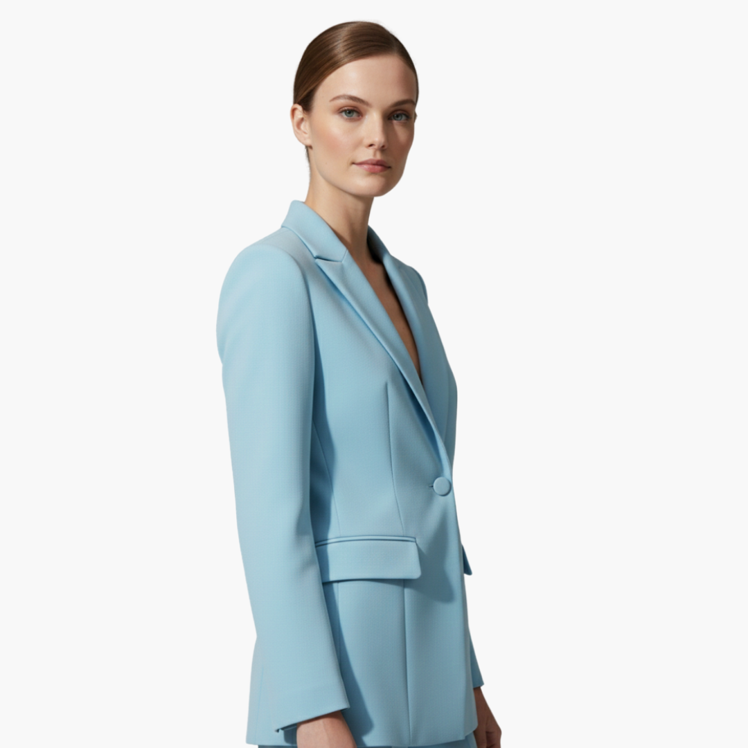 Allegra | Women's Business Casual Blazer Suit Set - Light Blue - Image 5