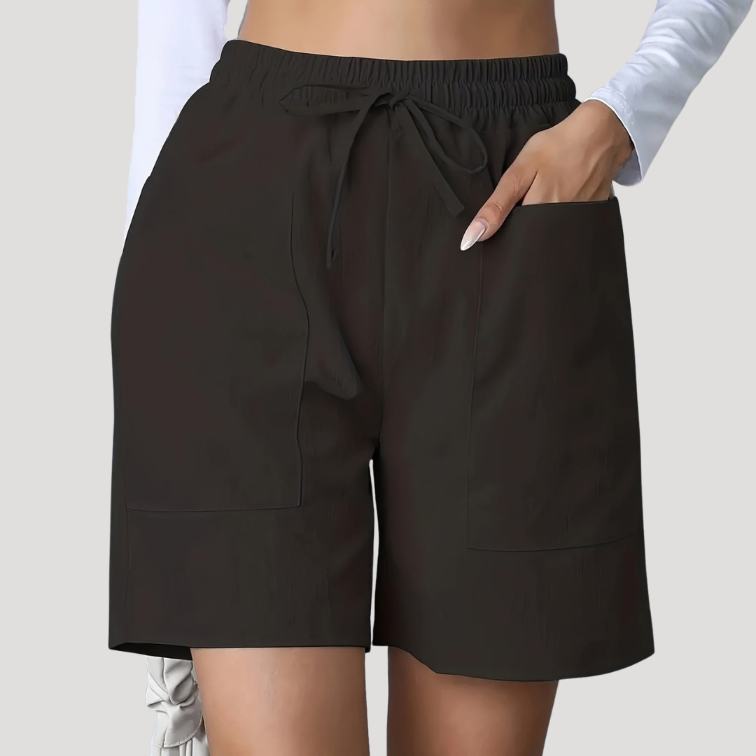 Allegra | Women's Drawstring Wide Leg Relaxed Shorts - Pink - Image 3