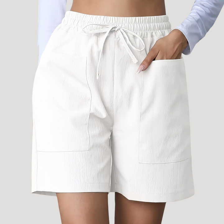 Allegra | Women's Drawstring Wide Leg Relaxed Shorts - Pink - Image 4