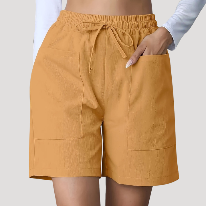 Allegra | Women's Drawstring Wide Leg Relaxed Shorts - Pink - Image 5