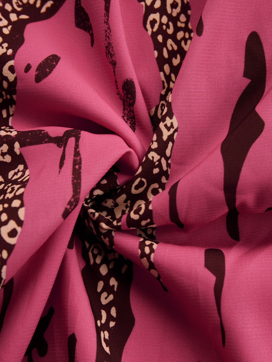 Allegra | Women's Leopard Print Long Sleeve Jumpsuit - Pink - Image 11