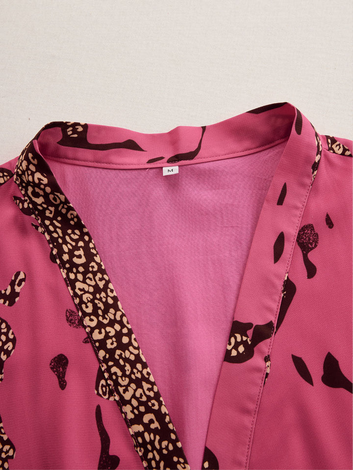 Allegra | Women's Leopard Print Long Sleeve Jumpsuit - Pink - Image 7