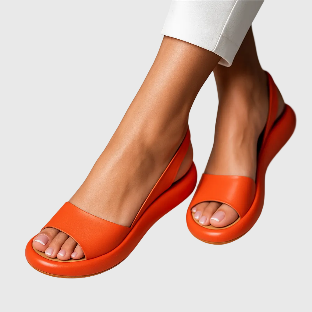 Amelia | Women's Open Toe Slip-On Sandals - Orange - Image 1