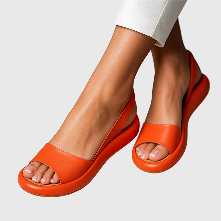 Amelia | Women's Open Toe Slip-On Sandals - Orange - Image 1