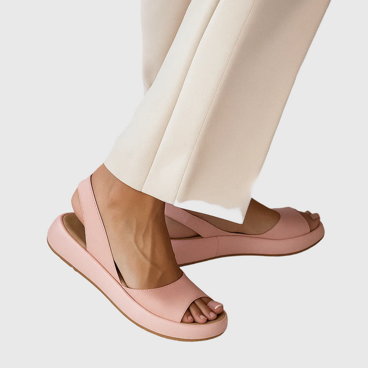 Amelia | Women's Open Toe Slip-On Sandals - Orange - Image 3