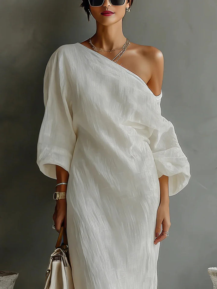 Anastasia | Women's One Shoulder Maxi Dress - White - Image 2