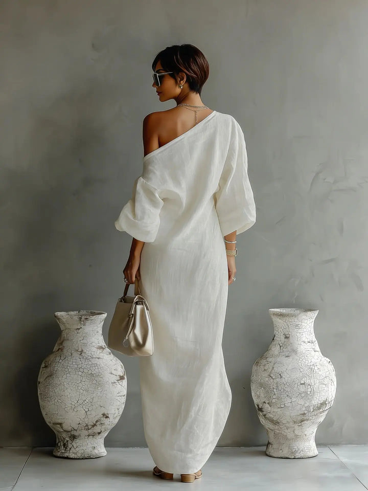 Anastasia | Women's One Shoulder Maxi Dress - White - Image 3