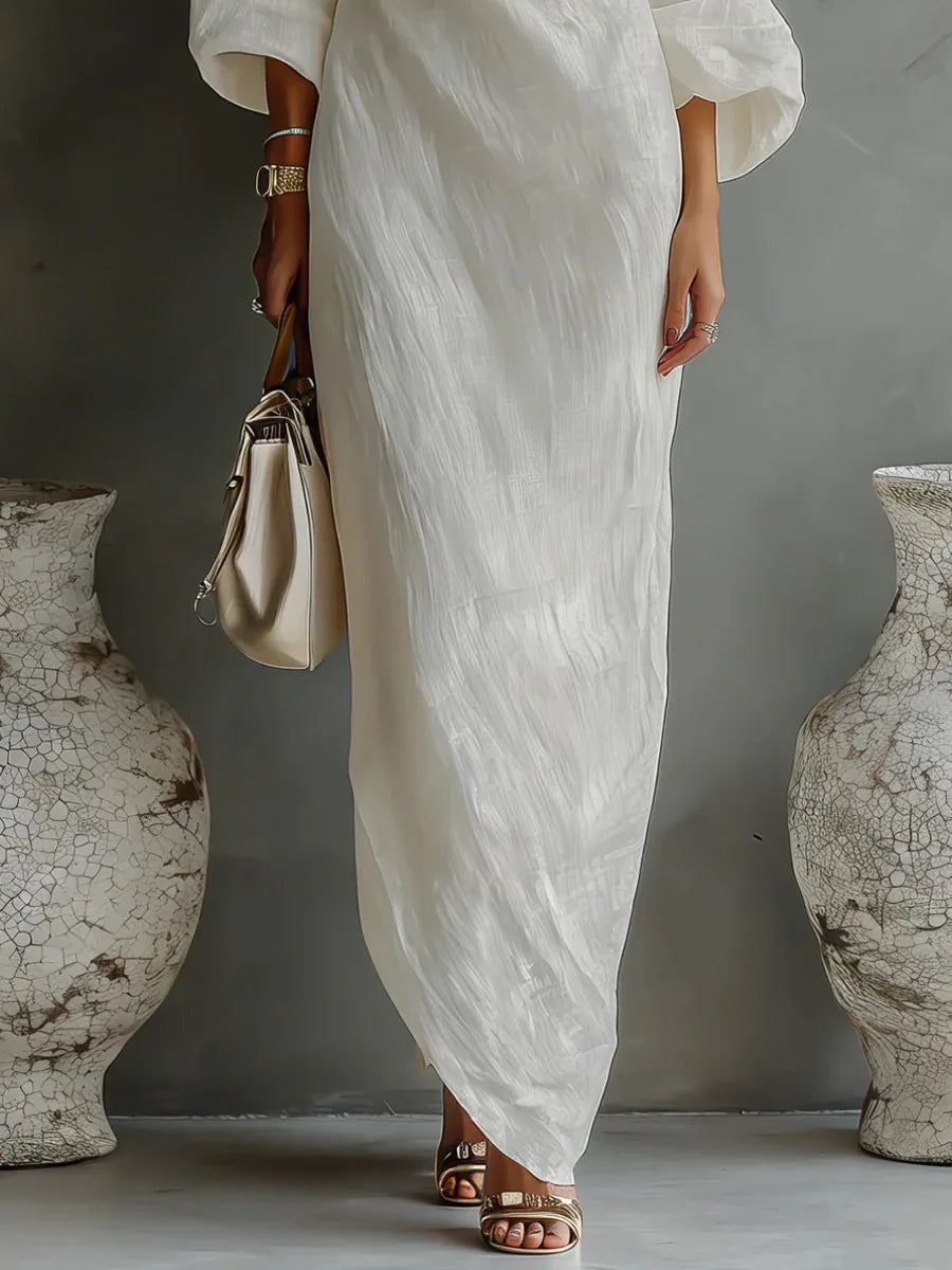 Anastasia | Women's One Shoulder Maxi Dress - White - Image 4
