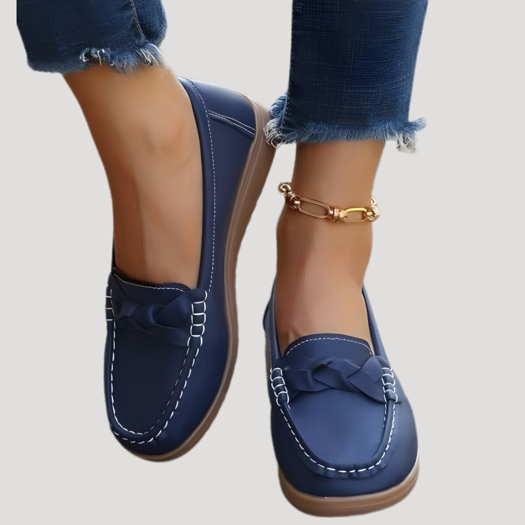 Anastasia | Women's Slip On Moccasin Loafers - Navy - Image 1