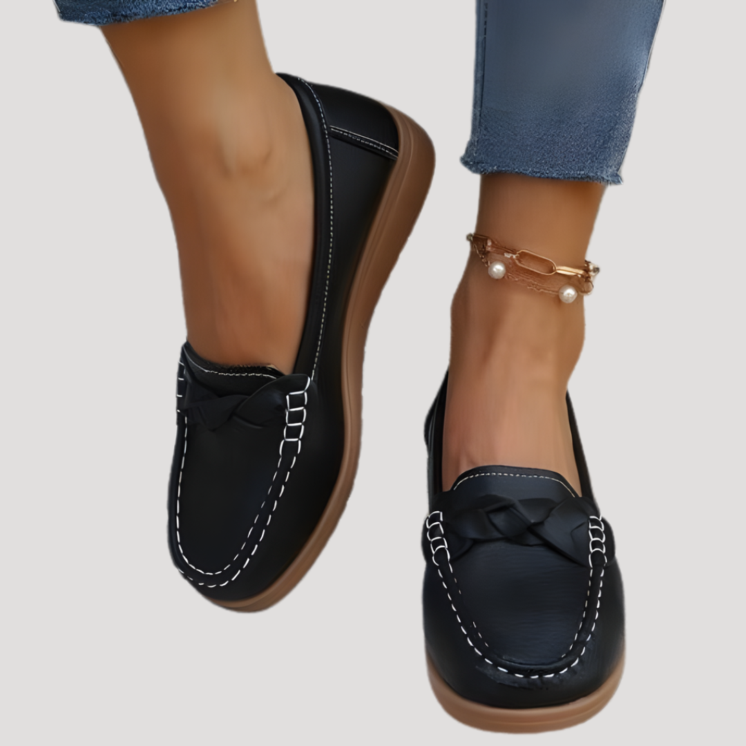 Anastasia | Women's Slip On Moccasin Loafers - Navy - Image 2