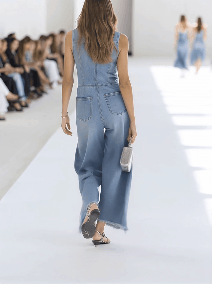Andromeda | Women's Sleeveless Wide Leg Jumpsuit - Light Blue - Image 3