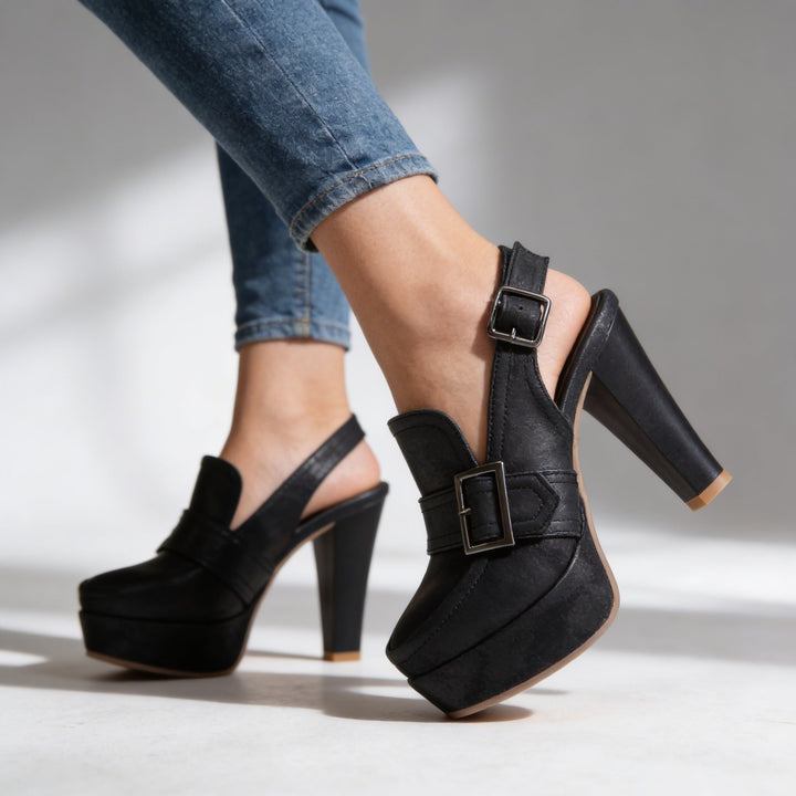 Anneliese | Women's Platform Block Heel Slingback - Dark Brown - Image 6