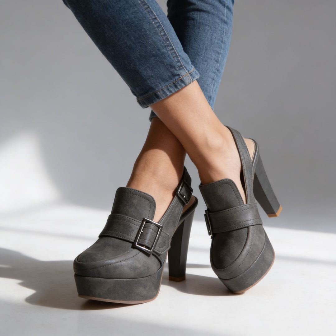 Anneliese | Women's Platform Block Heel Slingback - Dark Brown - Image 8