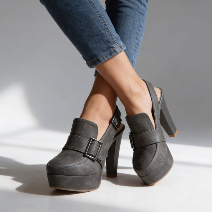 Anneliese | Women's Platform Block Heel Slingback - Dark Brown - Image 8
