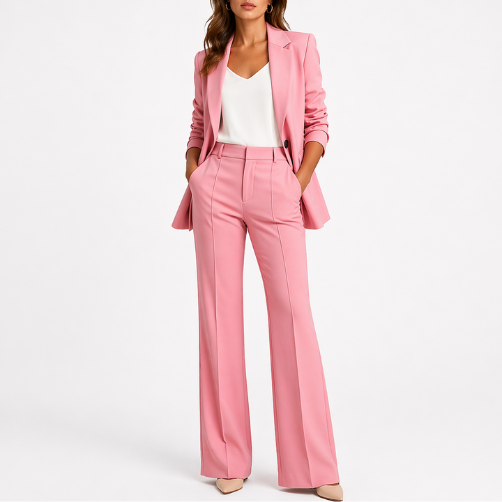 Artemisia | Women's Blazer and Straight-Leg Pants Set - Brown - Image 4