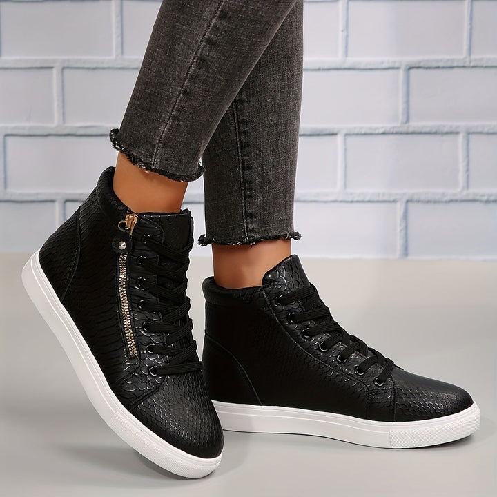 Astoria | Women's Black High Top Sneakers - Black - Image 7